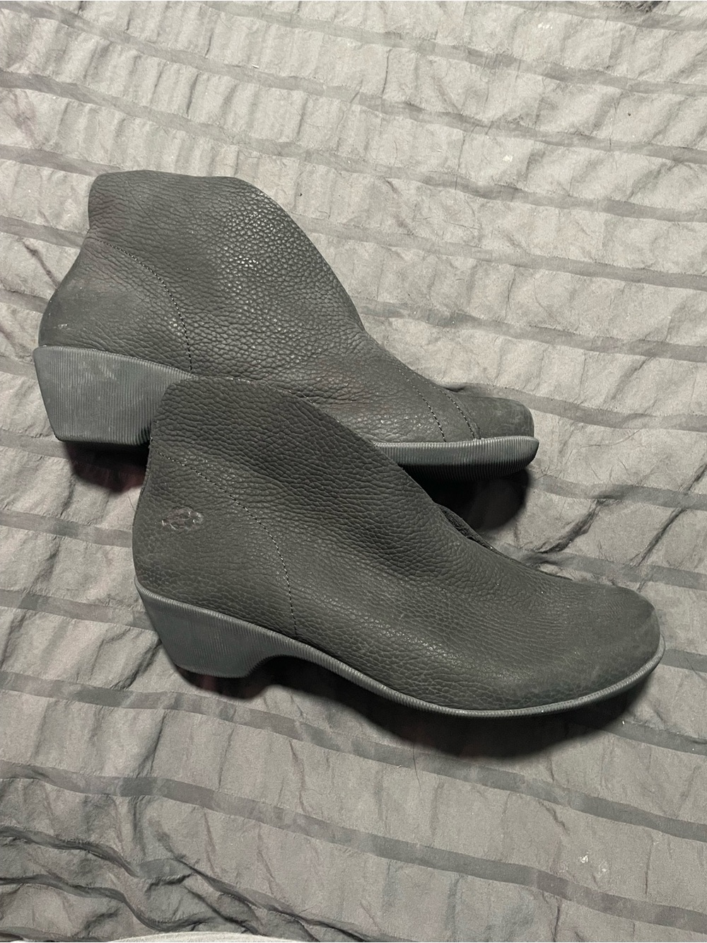 Loints of Holland Black Nubuck Leather Wedge Ankle Booties EU 38 US 7.5